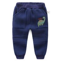 男童运动裤拉绒夹裤 2019冬款儿童加绒运动裤厚 宝宝双层夹裤6783 藏青色(恐龙) 100cm