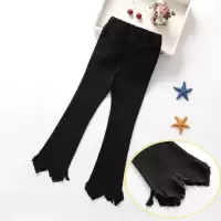 女童喇叭裤春秋装2021韩版中大儿童裤子女孩休闲洋气时髦牛仔长裤 单层[流苏]喇叭裤 110 建议身高105-110