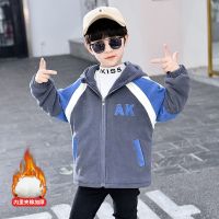 童装男童秋装羊羔绒2020新款中大童秋冬季韩版男孩加绒加厚外套潮 蓝色[收藏店铺优先发货] 90