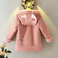 女童加绒外套2019秋冬新款韩版小童洋气宝宝儿童麂皮绒棒球服加厚 麂皮绒外套粉色 90
