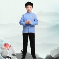 儿童五四青年装表演服民国风男女童中山装幼儿诗歌朗诵合唱演出服 蓝色男款 110