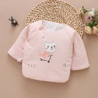 新生儿半背棉衣冬季加厚纯棉0-3个月2女宝宝衣服夹棉单件初生婴儿 粉色滑板车 薄棉 新生儿0-2个月 6-11斤