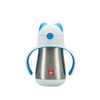 gb猫咪保温杯 儿童水杯学饮杯宝宝学饮杯儿童防漏便携水壶 280ml蓝色(手柄款)