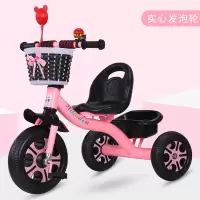 儿童三轮车脚踏车小孩脚踏车2-6岁手推车自行车儿童脚蹬车1-3-5岁 粉色 豪华款
