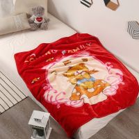 礼盒装新生婴儿毛毯双层加厚儿童毛毯被初生儿包被宝宝抱毯小毯子 大红色熊熊[100x130]1.6斤 手提袋包装