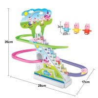电动爬楼梯小猪电动音乐轨道拼装滑梯玩具儿童亲子互动小游戏男女 小猪轨道标准版自备电池