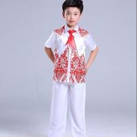 国庆儿童合唱演出服女童男童中小学生新款合唱团服装诗歌朗诵表演 红色男童 110