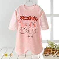 儿童连体睡衣春秋1纯棉宝宝睡袍长袖2婴儿睡裙3男女小孩浴袍5岁夏 粉兔子睡袍长袖薄款 90 cm身高