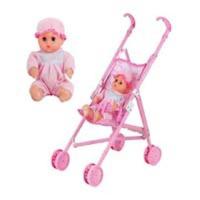 儿童过家家仿真婴儿手推车玩具公仔芭比娃娃手推车女孩颜色随机 手推车+娃娃