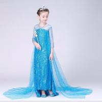 冰雪奇缘公主裙儿童艾沙冰雪女王艾莎爱沙连衣裙爱莎公主裙女礼服 天蓝色 11111 100