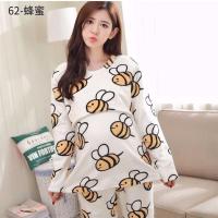 秋冬法兰绒月子服哺乳衣女孕妇睡衣冬季加厚加绒产妇套装产后喂奶 小蜜蜂 绒 M
