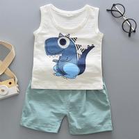 童装男童夏装套装2020新款1-6岁宝宝背心女童夏季短裤儿童两件套 恐龙套装 80码建议身高70厘米左右