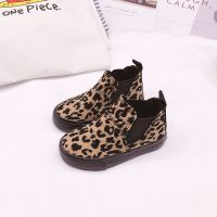 豹纹儿童潮鞋男童一脚蹬懒人童鞋男女童高帮帆布鞋春秋布鞋休闲鞋 豹纹黄 24 内长16CM