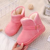 2021冬季新款儿童雪地靴中大加厚棉鞋男女童短靴女防滑软底保暖鞋 粉红色 26码/适合脚长14cm