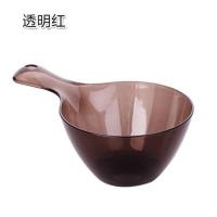 家用透明水勺加厚塑料水勺厨房长柄打水勺宝宝洗头水舀洗澡水瓢 透明红