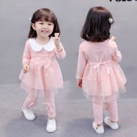 女婴儿童0秋季公主连衣裙2套装1-3周岁半4小女孩春天薄8月9打底裤 255 款粉色 66 cm参考身高