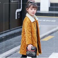 女童外套加厚2020新款秋冬装棉衣小女孩羽绒棉服中长款棉袄派克服 黄色 110码建议身高1米