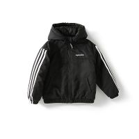 秋冬季童装棉服儿童运动装夹棉衣男女宝宝中大童连帽夹克外套棉袄 黑色 110 建议身高100-110