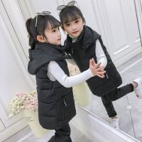 儿童马甲男童秋冬季加厚男宝宝棉马甲女童外穿新款小童装新款坎肩 黑色(帽子拉链马甲) 100 建议身高95CM