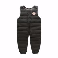 婴幼儿童羽绒棉背带裤男女童装冬季加厚保暖外穿宝宝开档连衣裤子 黑色 80码建议身高68-78cm