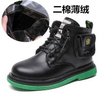 女童小短靴20秋冬款单靴女孩靴子加绒宝宝二棉靴潮儿童鞋大棉皮靴 书包黑[二棉] 27码鞋内长16.8厘米