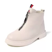 女童马丁靴2019冬季童鞋英伦风加绒男童马丁靴儿童鞋宝宝棉短靴子 米白色(加绒) 27码内长16.5