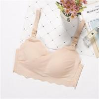 一片式无痕冰丝哺乳文胸怀孕期孕妇内衣聚拢防下垂产后喂奶上开扣 657#肤色 34-75BC