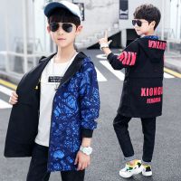 男童风衣外套2021新款儿童春秋装中大童两面穿春秋风衣男孩帅气潮 春秋款黑红色 120 建议身高115左右