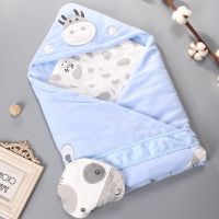 新生儿包被纯棉婴儿抱被春夏抱毯春秋夹棉冬款被子襁褓巾宝宝用品 春夏季小牛薄棉款 蓝色