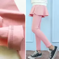 洋气女童加绒打底裤冬季公主中大童裙裤加厚儿童冬装外穿保暖裤子 粉红色 粉色春秋百褶裙裤 110码适合90-100cm