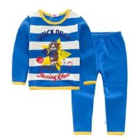 童装儿童保暖内衣套装冬秋衣秋裤加绒加厚男童女童居家睡衣 宝蓝拳击 105