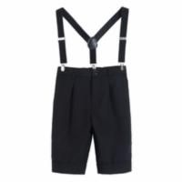 男童演出服背带裤蓝色长裤中大童学生黑色吊带裤西装礼服校服裤子 黑色短裤+背带 110cm