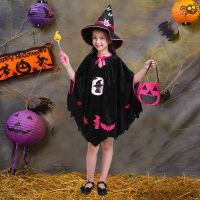 万圣节儿童服装女童公主裙小女巫南瓜裙幼儿园可爱角色装扮cosply TEJ黑猫披风 100