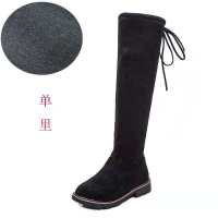 童鞋女童靴子2020秋冬季新款二棉鞋儿童过膝长靴小女孩高筒靴加绒 黑色(单鞋) 28 内长约17厘米