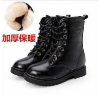 中大童大码男童雪地靴新款童鞋女童靴子秋冬季加绒棉靴儿童皮单鞋 3909大棉黑色 内长16.5cm27码