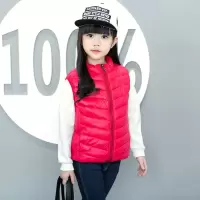 小女孩马甲春秋冬2021新款儿童背心轻薄款男童马甲简约款9-12岁潮 红色马甲 男女同款 110