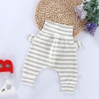 [彩棉有弹性舒服]婴儿裤子春秋款女宝宝哈伦裤pp裤儿童大屁屁裤 绿条条 66 身高56-66cm