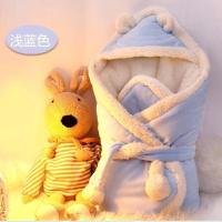 婴儿抱被冬季加厚外出新生儿包被纯棉初生儿用品宝宝保暖秋冬抱毯 普通款蓝色 80X80小号