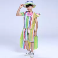 六一环保时装秀儿童手工制作环保服亲子装成人环保时装秀服装男童 绿色环保燕尾 100cm