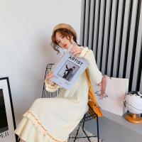 春秋产后哺乳毛衣打底衫中长款连衣裙外出喂奶衣服修身秋冬连衣裙 米白色常规款(不可哺乳) S(厂家直销 好品质)