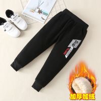 男童秋裤外穿加绒十岁秋冬季加厚棉裤儿童保暖外裤子洋气男孩长裤 黑色 SUP 110码建议身高95-105