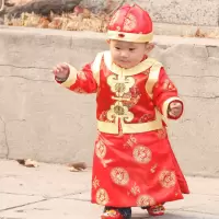 礼服儿童唐装男童春秋季礼服过年衣服喜庆宝宝新年装小孩拜年服 红色 马褂袍子春秋 73 建议6个月-1岁宝宝
