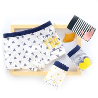 [新品]4条装纯棉儿童内裤男童内裤平角男学生初中小童宝宝全棉 清新图形 4条装 M/130码(28-38斤)