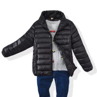 新款儿童轻薄羽绒服男童女童中大童装外套小孩立领短款秋冬童装潮 黑色 130