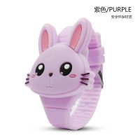 可爱兔子儿童手表女卡通幼儿小玩具手表学生电子表生日礼物2岁6岁 紫色
