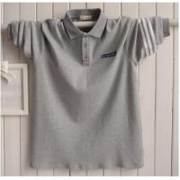 儿童装胖男童长袖T恤翻领纯棉中大童春秋加肥大码宽松POLO衫衣服 灰色 灰色 1669# 155 155码建议95-11