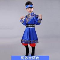 少数民族服装儿童蒙古族男女孩蒙古袍衣服藏族舞蹈演出服饰名族 1号男款(宝蓝色) 110cm[质量保证]