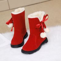 女童雪地靴儿童加厚长筒棉靴2020冬季新款加绒小学生女孩保暖短靴 酒红色 雪地靴大棉(尺码偏小) 内长16.0cm 26