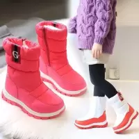 新款儿童雪地靴冬女童冬季棉靴子男童保暖加绒雪地棉小女孩雪地靴 0832 玫红色 29码（内长19厘米）