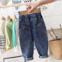 儿童牛仔裤春秋款男童弹力宽松冬款女童中小童个性裤子韩版百搭潮 蓝色单款 (春秋) 100 码(90~100cm身高)